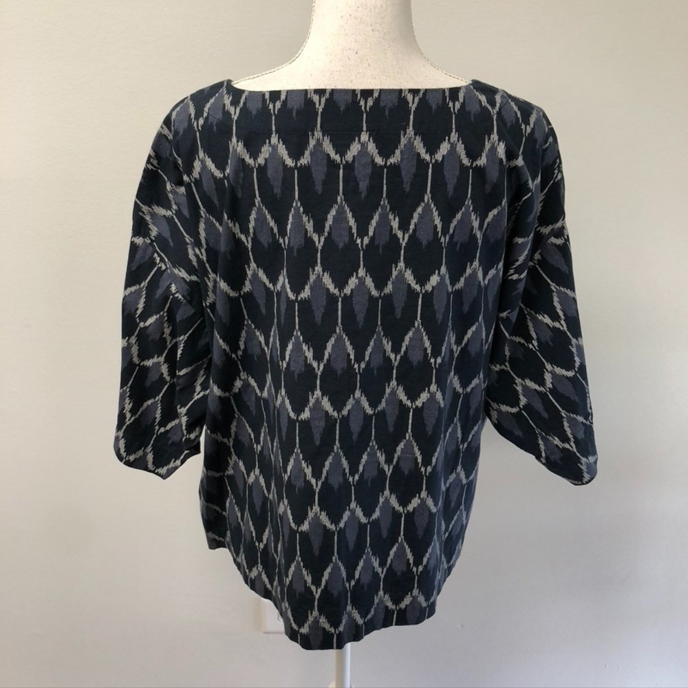 Pure Jill Top Womens Small Gray Geometric Artsy Short Sleeve Office Teacher - Picture 4 of 9